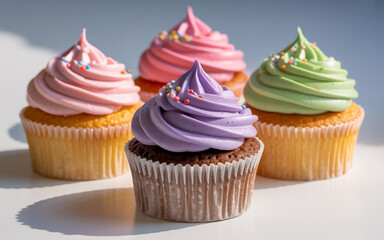 Delicious cupcakes with colorful frosting and sprinkles perfect for birthday celebration and parties