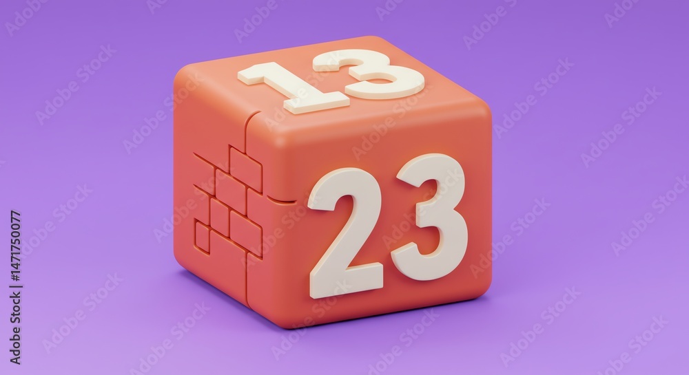 Poster cube featuring numbers thirteen and twenty-three