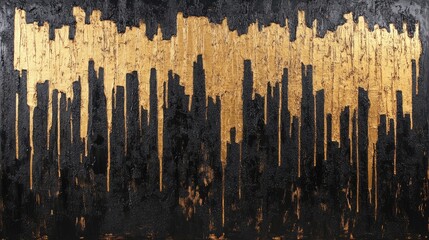 Abstract Gold and Black Cityscape: A Modern Masterpiece