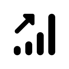Black upward trend graph with arrow indicating growth and progress in a business context shown clearly