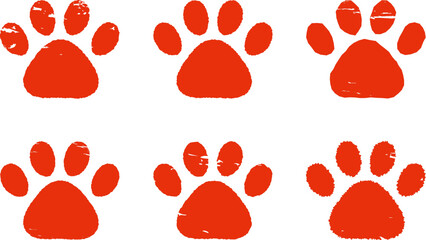 肉球のハンコ・スタンプ　犬　猫　赤　Dog and cat paw print.