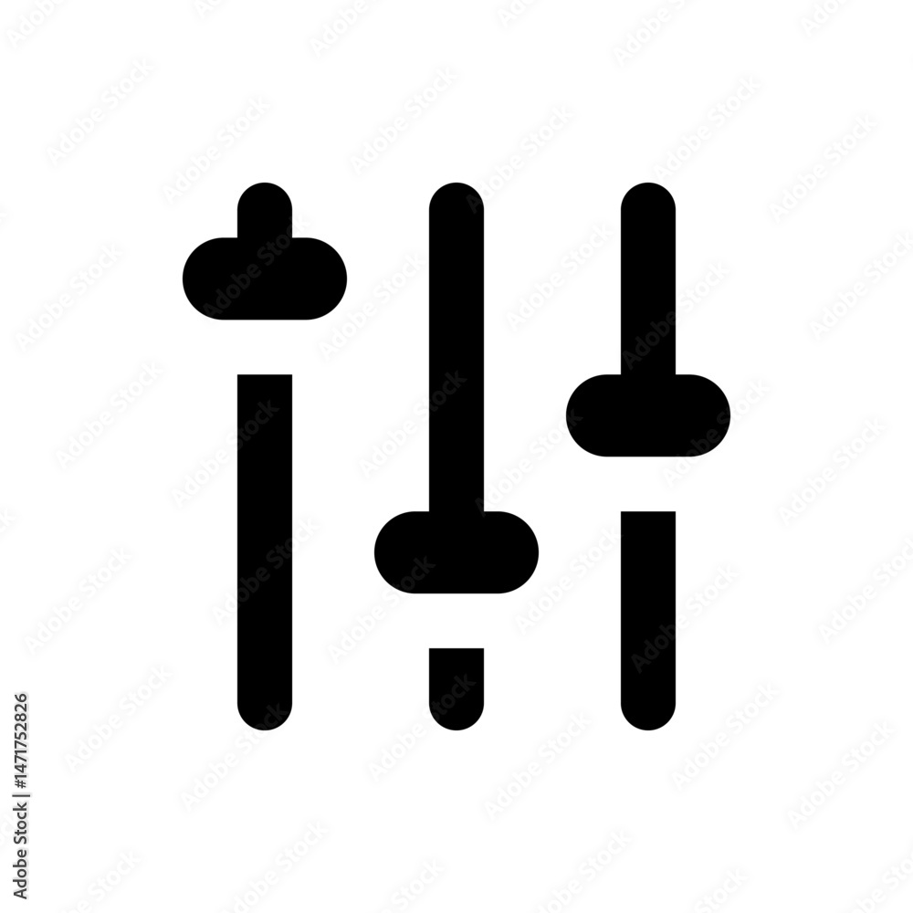 Poster illustration of three vertical sliders with knobs used for adjusting settings or controls on a devic