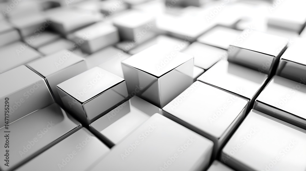 Aufkleber abstract metallic cubes background with shallow depth of field for technology or innovation designs 