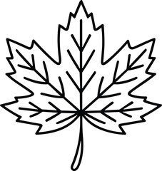 Hand-Drawn Maple Leaf Line Art Vector – Perfect for Thanksgiving and Fall Designs