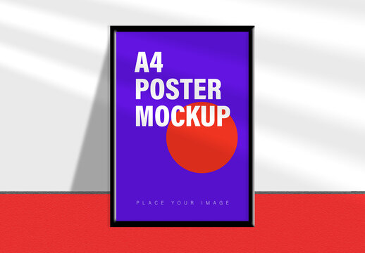 Realistic A4 Poster Mockup Template on Clean Background for Branding and Presentation
