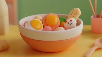Cute cartoon food bowl