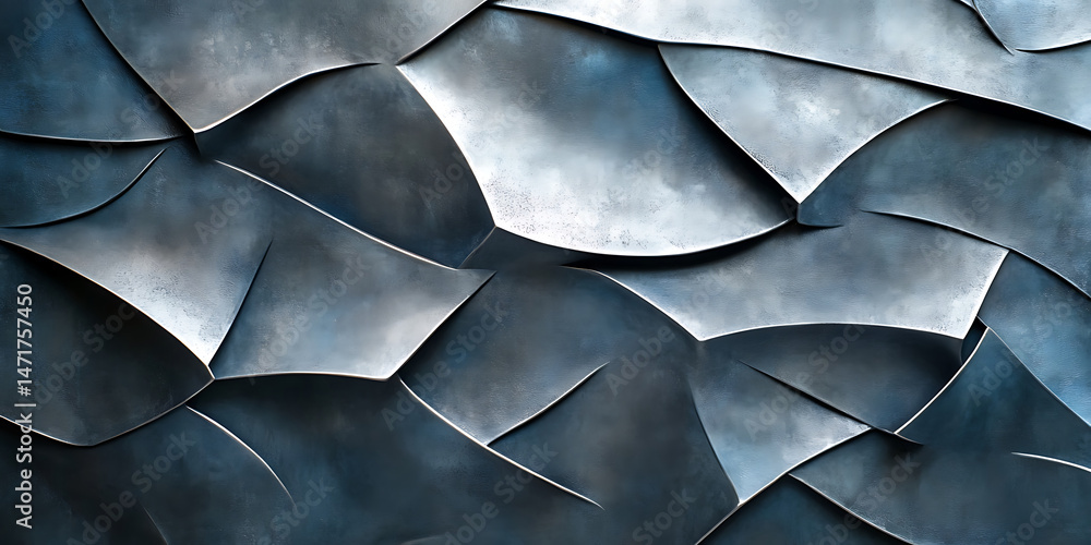 Poster abstract metallic plates texture interlocking pattern design for modern industrial backgrounds or cr