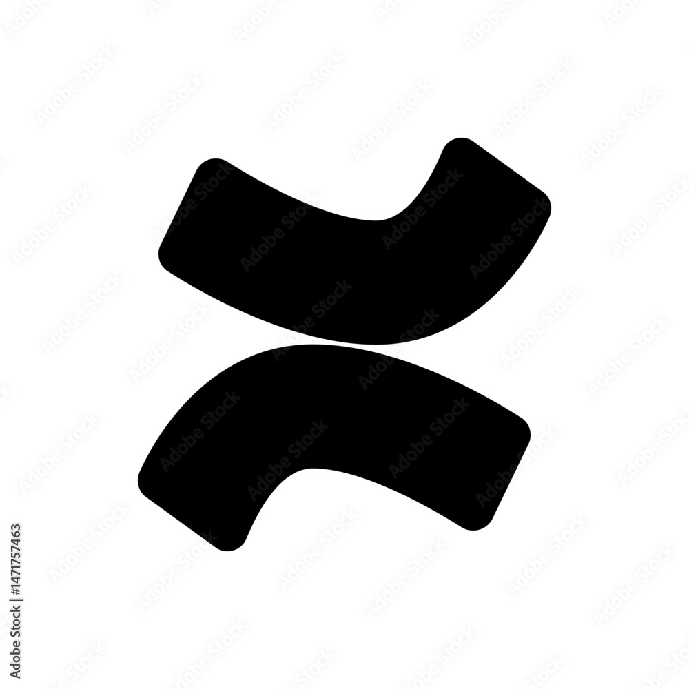 Poster two curved black shapes overlapping each other on a white background creating an abstract design ele