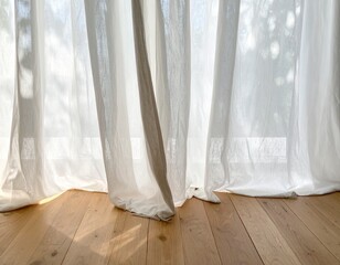 A soft-toned bedroom scene with a neutral wood bedside table, ceramic lam