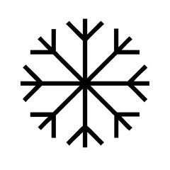 Intricate Monochrome Minimalist Snowflake with Symmetrical Branches and Geometric Patterns Icon Vector Illustration