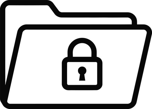 Locked Folder Icon: A simple yet impactful icon depicting a folder secured with a padlock, representing data protection and security.  