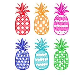 Cute pineapple fruits pattern background vector design. pineapple fruit illustration in flat style. fresh summer pine apple.  summer Background Background