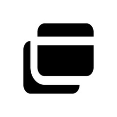 Two overlapping black rectangles with rounded corners, one slightly offset and lower than the other rectangle