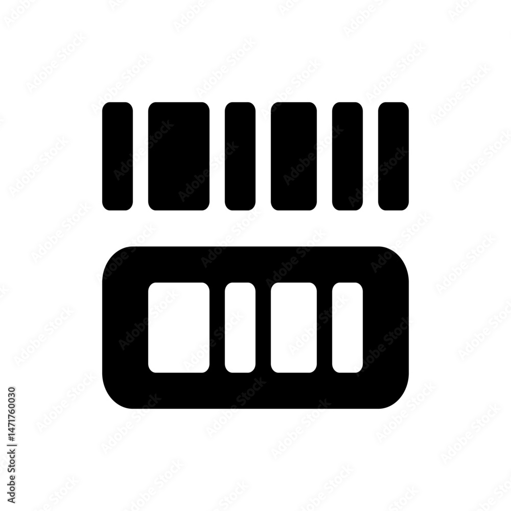Poster a black and white graphic featuring a stylized representation of memory modules or ram sticks in a s