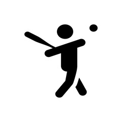Illustration of a baseball player swinging a bat at a ball in a black and white minimalist design style image