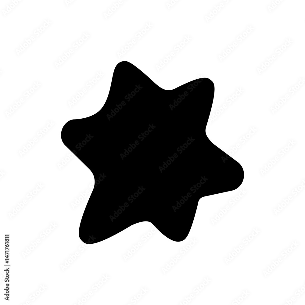 Poster a black blob with six rounded points resembling a star shape isolated on a white background design e