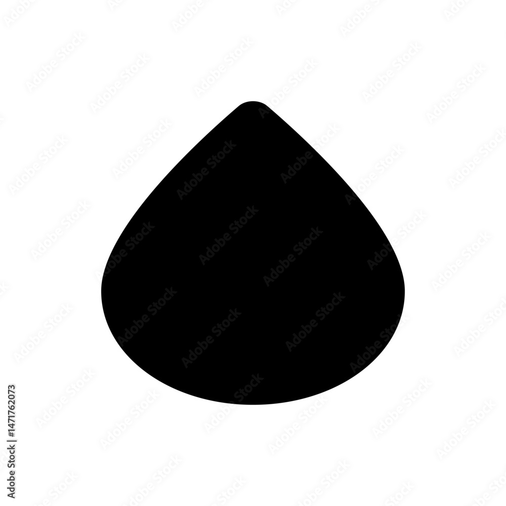 Poster isolated black teardrop shape with rounded top and wider bottom on a plain white background space he