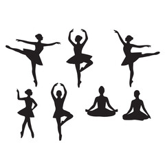 Fototapeta premium Ballet Dancer Silhouettes – Elegant Female Poses in Classical Dance Styles