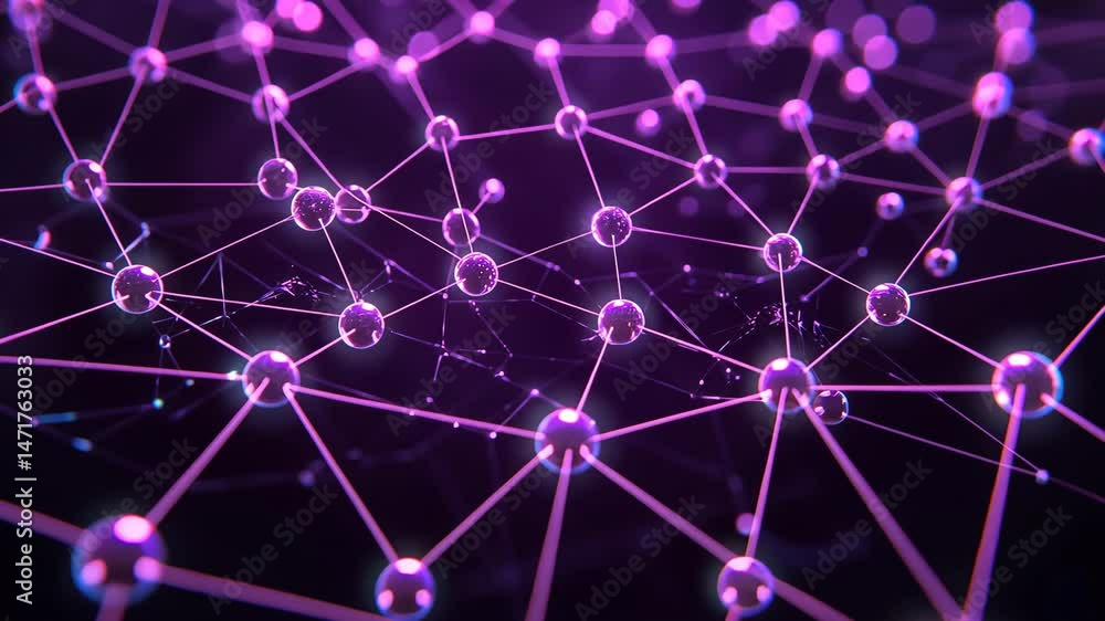 Poster vibrant digital network interconnected nodes and connections showcasing abstract technology design
