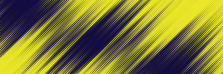 Yellow halftone on blue background. Vector dotted sparkles or halftone shine pattern texture Pop Art Style Background.