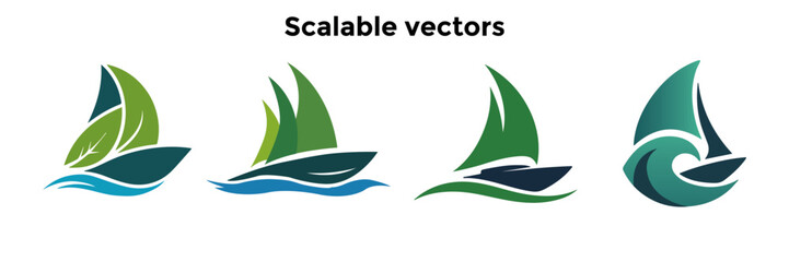Stylized Sailboat Vector Illustrations – Scalable and Vibrant Nautical Designs for Graphic Projects