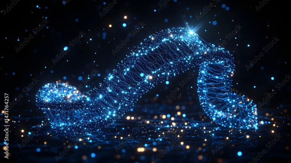 Leinwandbilder futuristic network with glowing blue dots connected by lines, creating a technological web against a
