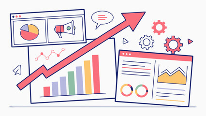  Marketing Analytics and Business Growth Vector Illustration