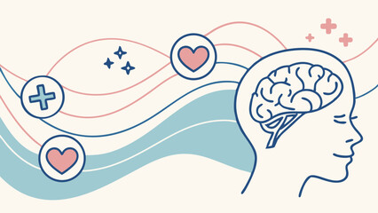 Abstract Mental Health and Heart Connection Vector Illustration