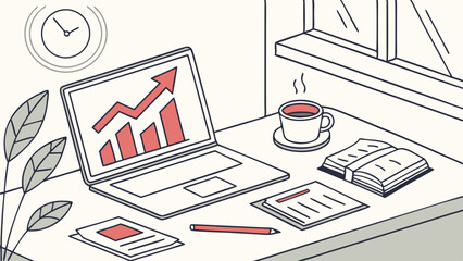 Financial Planning with Rising Charts and Mobile Analysis – Vector Infographic