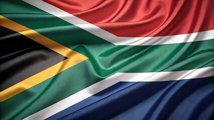 South Africa Flag, with Waving Fabric Texture Close up full background