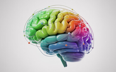 Colorful brain illustration depicting human thought processes and cognitive functioning