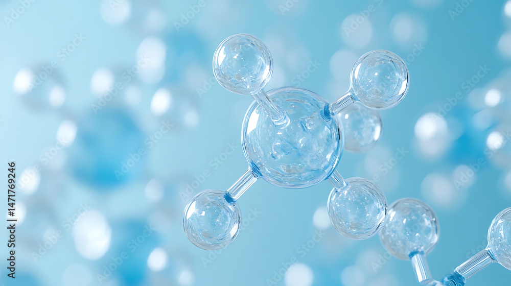 Aufkleber abstract molecule structure on blue background scientific research and technological advancement con