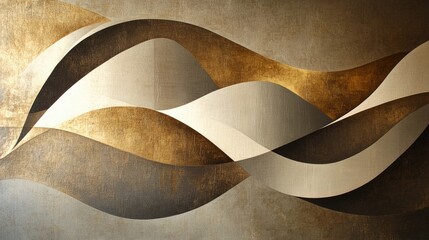 Abstract Gold and Beige Waves: A Serene Visual Symphony