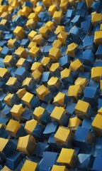 Fototapeta premium Abstract blue yellow gradient geometric shapes background, vibrant, nature, polygons