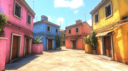 Fototapeta premium Colorful Italian-style alleyway