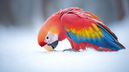 Obraz premium Colorful parrot in snow