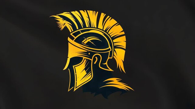 Logo of a warrior's helmet, symbolizing ancient Greek culture and military prowess.