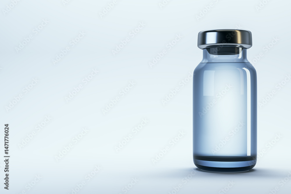 Poster blank medical vial mockup with metallic cap on clean light background for branding or packaging desi