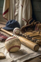 Vintage baseball background with a shallow focus.