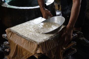 Traditional Tofu Making Process in Factory
