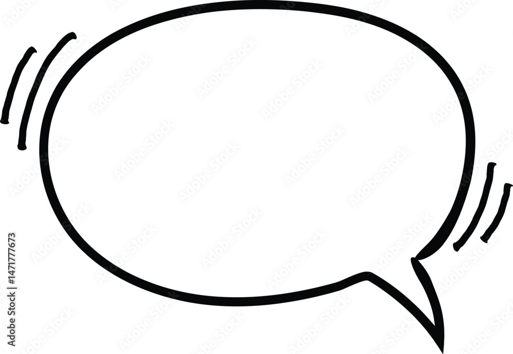 Poster empty oval dialog balloon with vibrations is isolated on white background, providing a simple yet ex