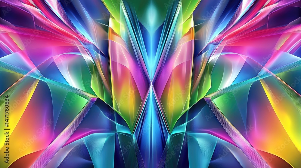 Poster kaleidoscopic symphony: a vibrant abstract artwork showcasing a mesmerizing blend of colors and shap
