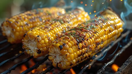 Delicious Grilled Corn on the Cob Summer BBQ Food Feast