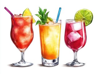 Fototapeta premium Three colorful cocktails
