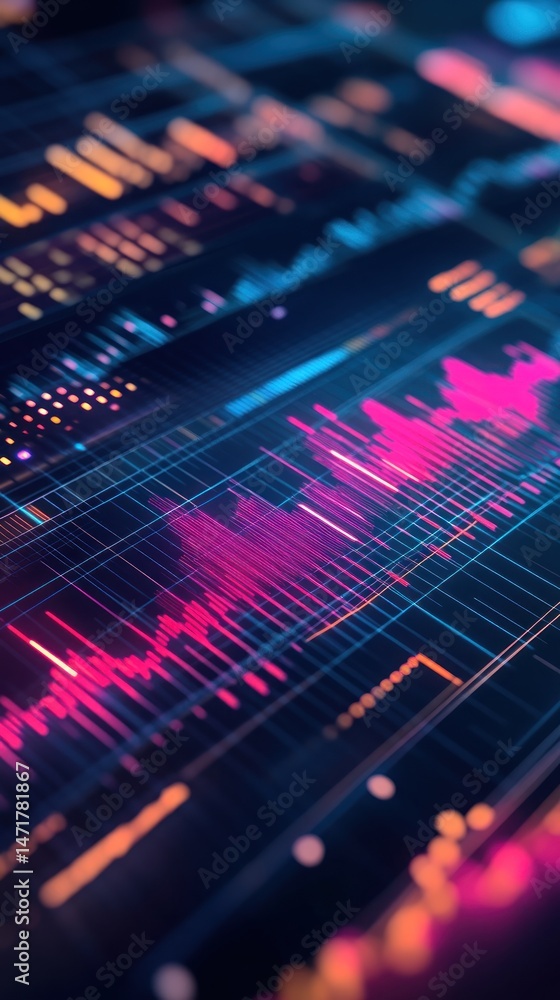 Poster colorful data visualizations on a digital display