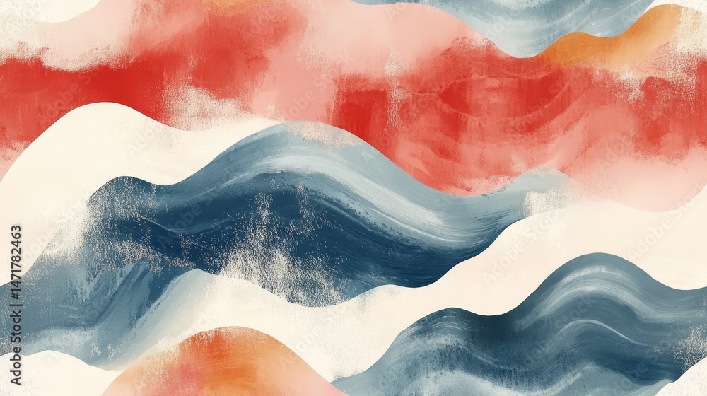Poster Abstract art pattern of flowing colors in waves.