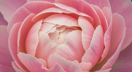 Close-up view of delicate pink peony petals.