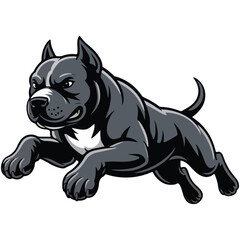 American Staffordshire Terrier Displaying Speed illustration in black outline, bull dog vector art