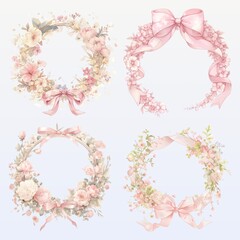 Pink coquette wreath design element remix set