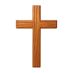 Wooden cross on transparent background
